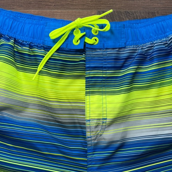 Nike Men's Cargo Swim Trunks Blue Yellow Pocket Lined Drawstring Surf Shorts XL - Picture 2 of 13